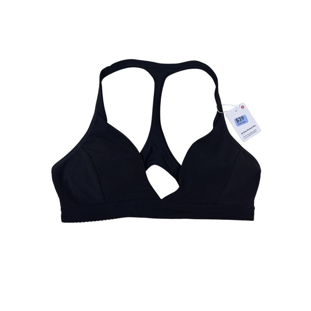 NWT Lululemon All Day Breeze Bra Womens 8 Black V Neck Mesh Racerback Keyhole